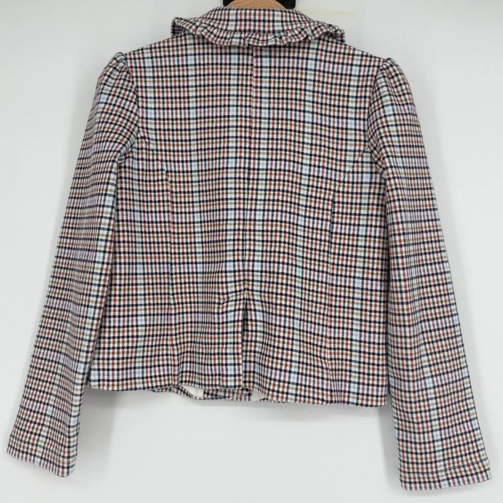 Janie and Jack Girl's Plaid Blazer Ruffled Collar‎ Sz 5 Equestrian